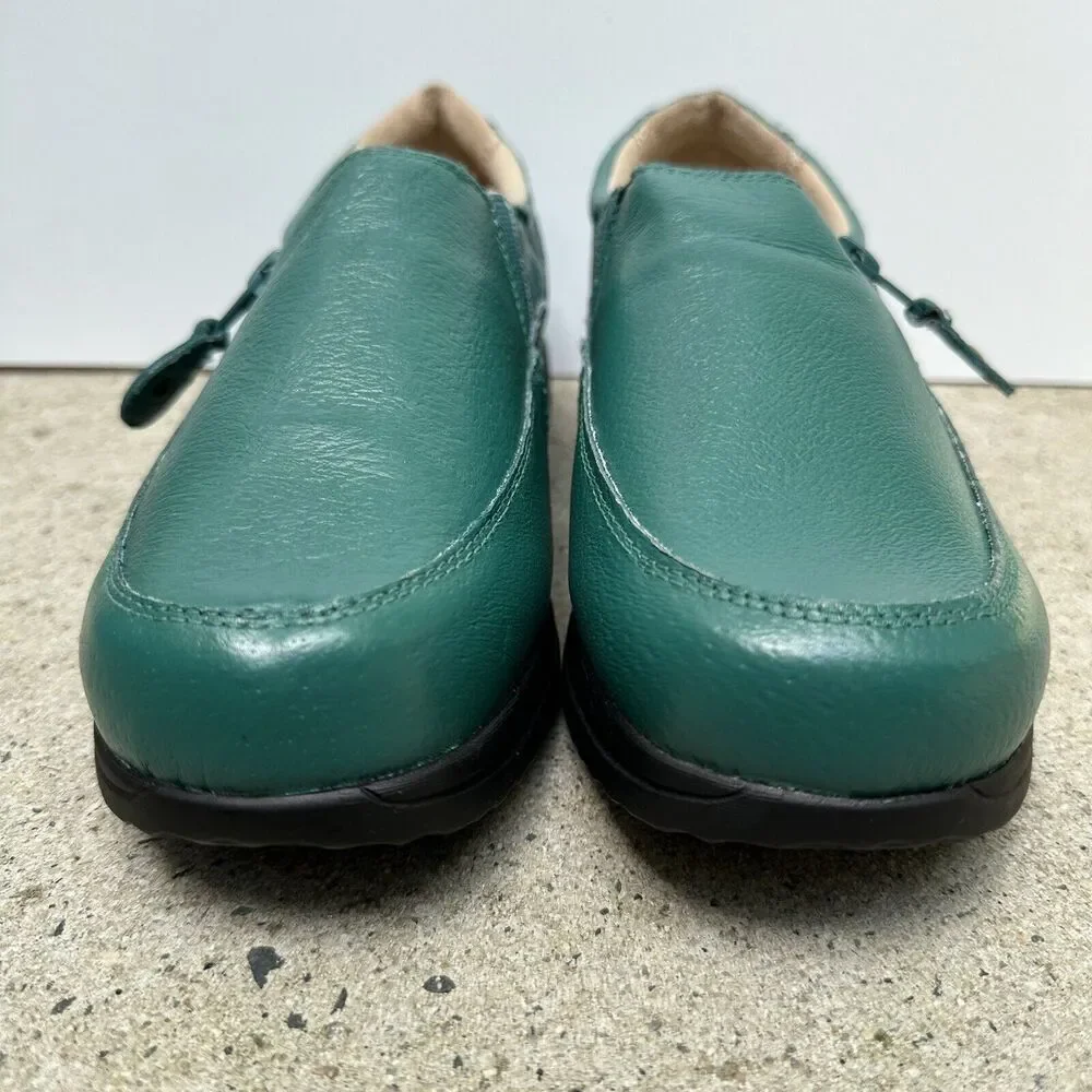 Dr Scholls Side Zip‎ Loafers Women Sz 8.5 W Green Comfort E4H-PY 902337 Leather